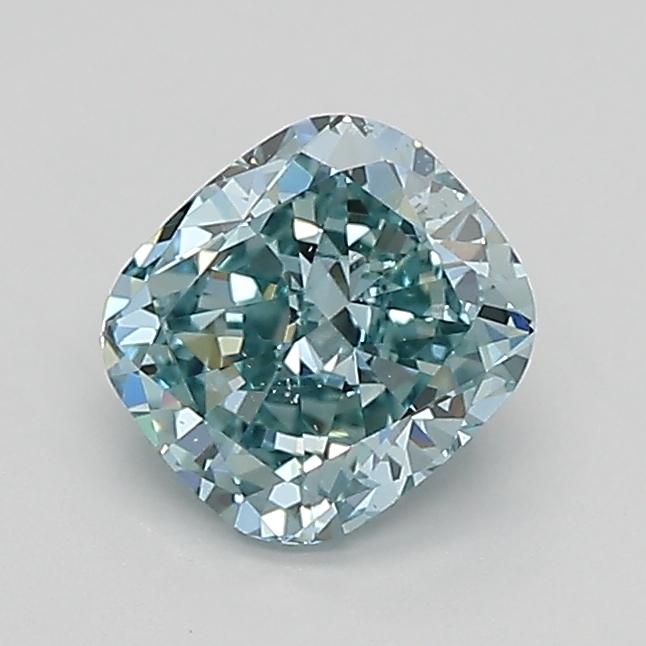 0.88ct FANCY VIVID  GREEN VS2 Cushion (IGI)