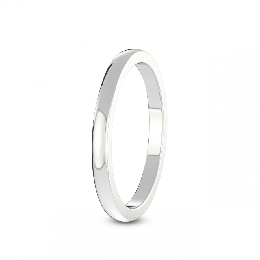Lia Classic Ring Band  prong Setting white gold band ring, left view