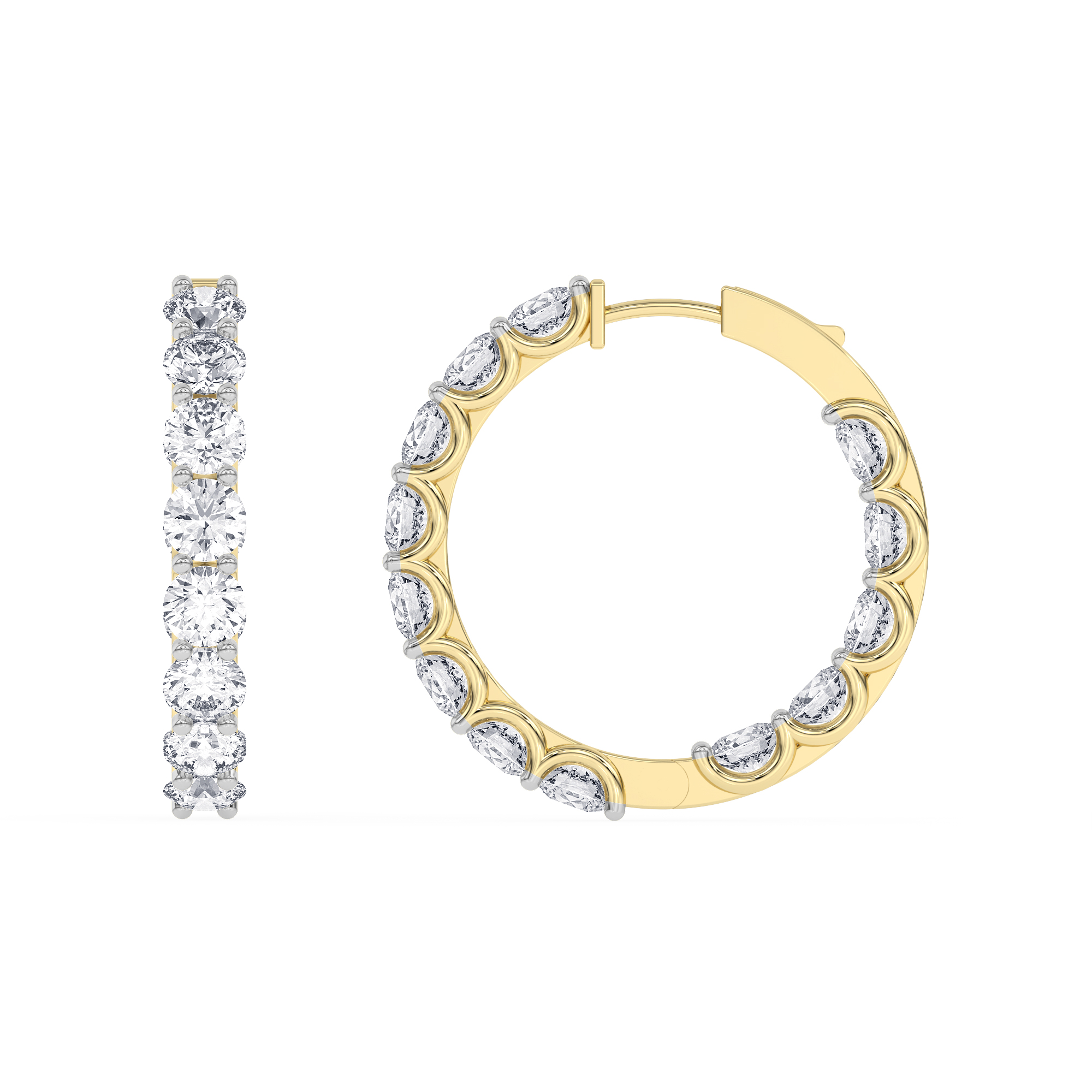 14kt Yellow Gold Eterna Inside-Out Lab Diamond Hoop Earrings (10 Ct. Tw.) right